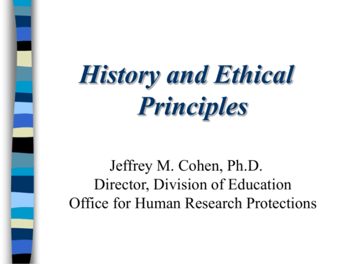 History and ethical principles - sbe