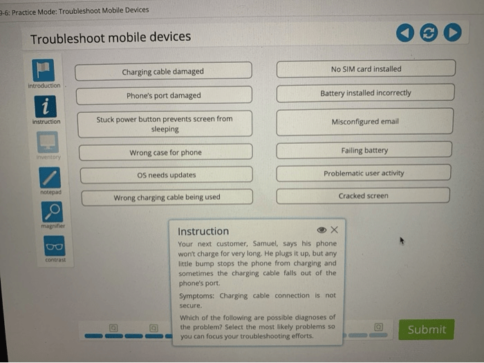 Lab 9-6 testing mode troubleshoot mobile devices